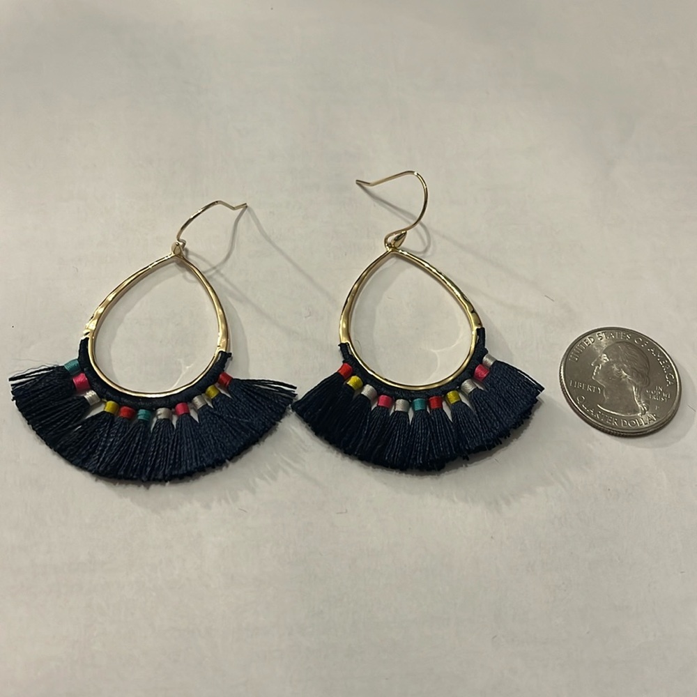 💙Blue fringe earrings with rainbow detail